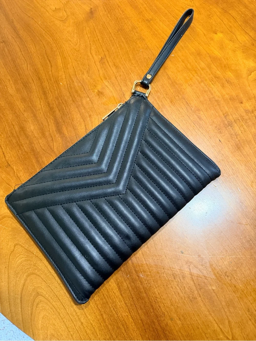 a new day Black Quilted Wristlet Clutch with Gold Hardware